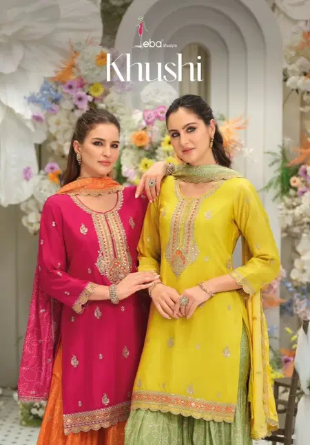 Khushi By Eba Hevey Chinon Surat Readymade Suits Wholesale Market 
